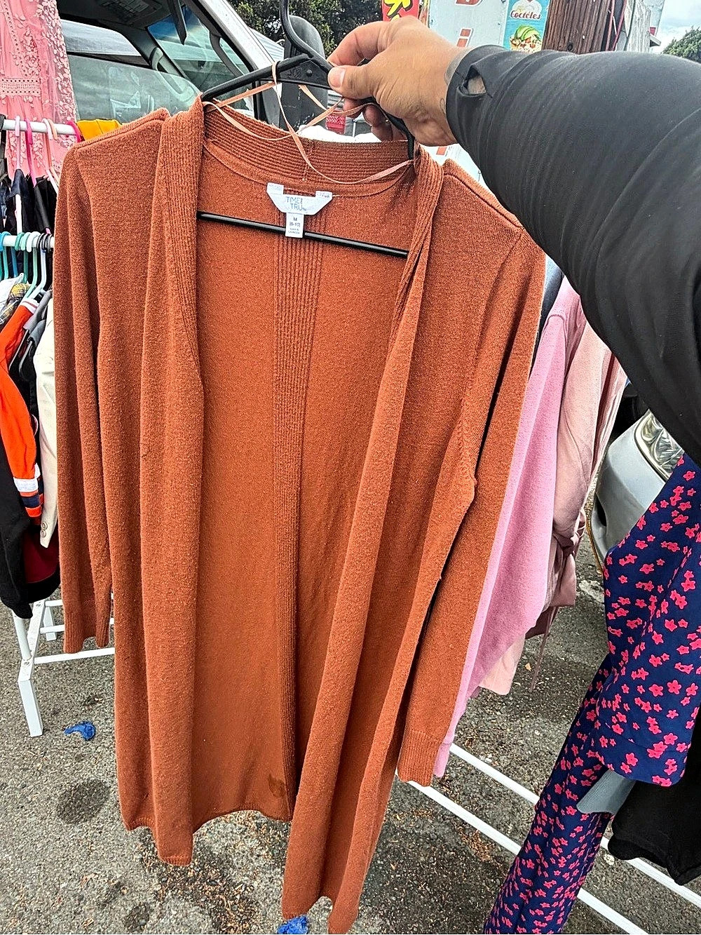 Time and Tru Women's Open Front Cardigan Brown